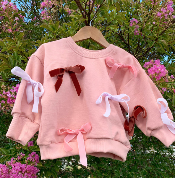 blush pink BOW sweater